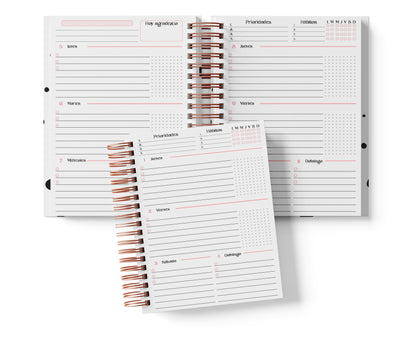 Agenda Semanal Digital 2026–2027 en Español • Formato Horizontal • Minimalista Rosa • Media Carta 14×21.5 cm / 5.5×8.5 in • PDF 224 páginas