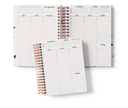 Agenda Semanal Digital 2026–2027 en Español • Formato Vertical • Minimalista Rosa • Media Carta 14×21.5 cm / 5.5×8.5 in • PDF 224 páginas