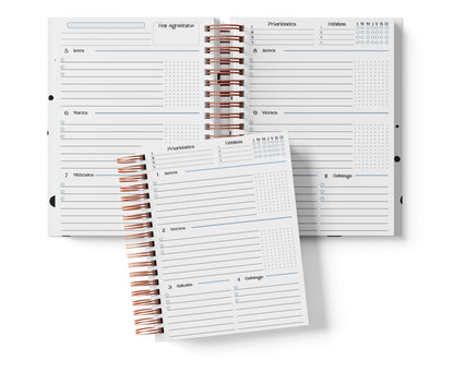 Agenda Semanal Digital 2026–2027 en Español • Formato Horizontal • Minimalista Azul • Media Carta 14×21.5 cm / 5.5×8.5 in • PDF 224 páginas