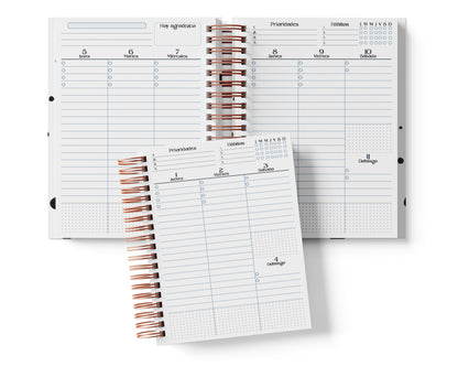 Agenda Semanal Digital 2026–2027 en Español • Formato Vertical • Minimalista Azul • Media Carta 14×21.5 cm / 5.5×8.5 in • PDF 224 páginas