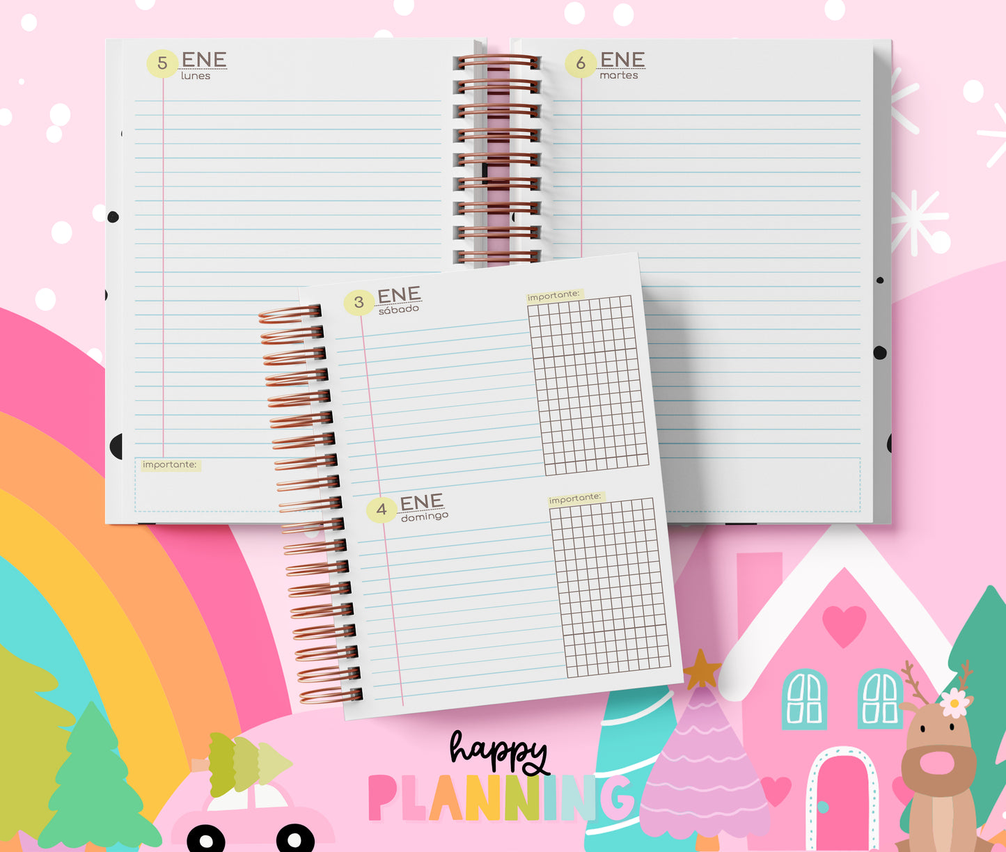 Agenda 2026 sin Horarios | Sábado y Domingo Juntos | Planner Diario PDF