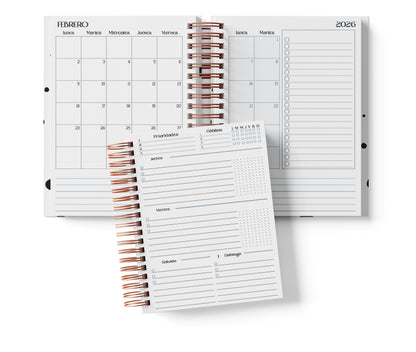 Agenda Semanal Digital 2026–2027 en Español • Formato Horizontal • Minimalista Azul • Media Carta 14×21.5 cm / 5.5×8.5 in • PDF 224 páginas