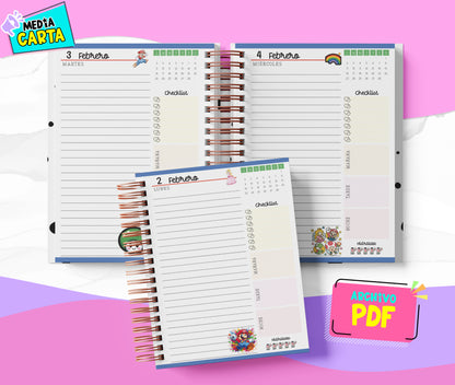 Agenda Diaria 2026 de Mario Bross (PDF no editable) – Día por Página – Media Carta 14×21.5 cm – Español