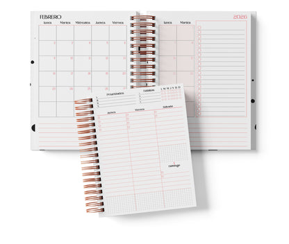 Agenda Semanal Digital 2026–2027 en Español • Formato Vertical • Minimalista Rosa • Media Carta 14×21.5 cm / 5.5×8.5 in • PDF 224 páginas