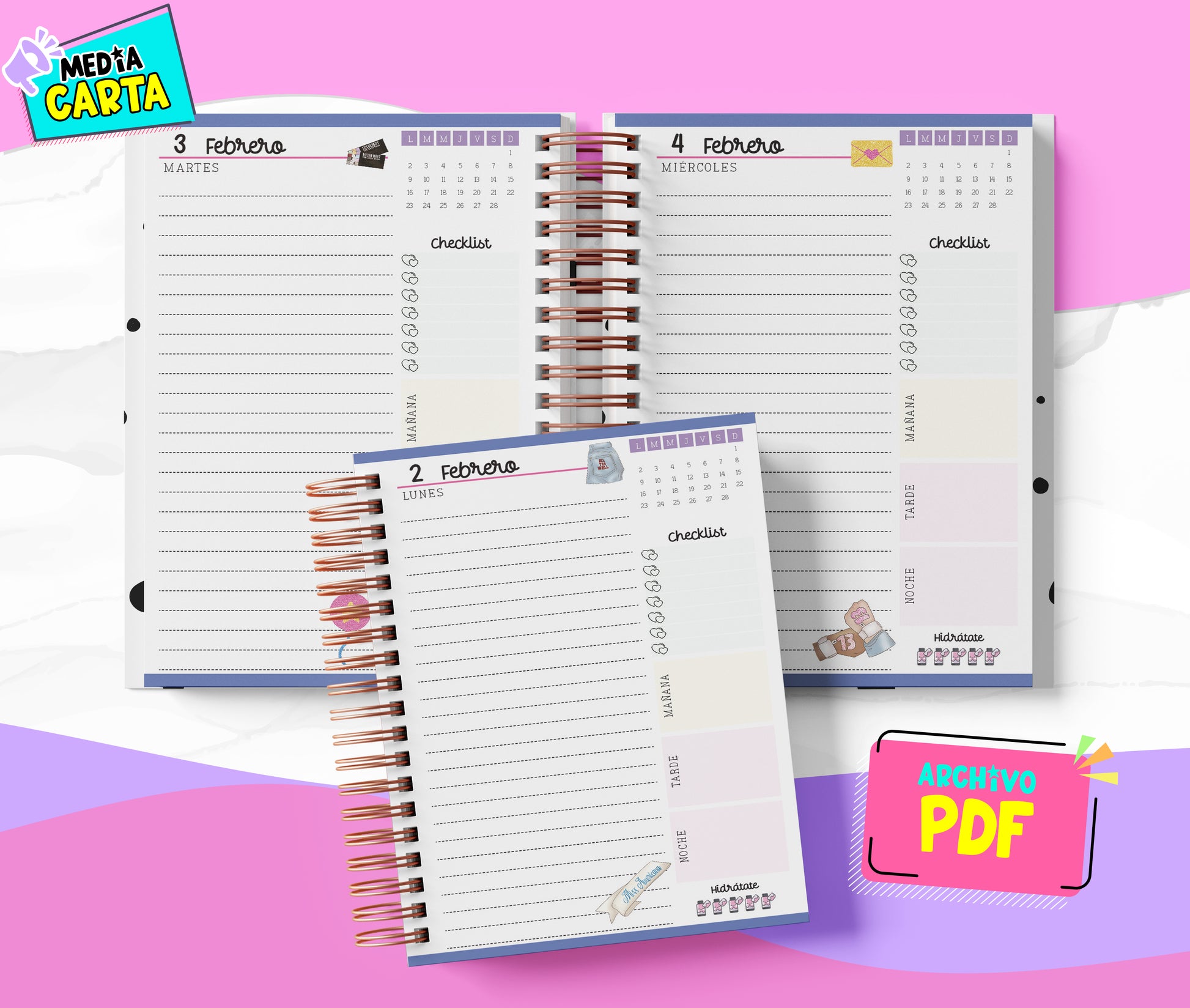 Agenda Diaria 2026 de Taylor Swift (PDF no editable) – Día por Página – Media Carta 14×21.5 cm – Español