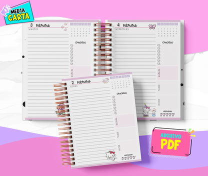 Agenda Diaria 2026 de Charmmy Kitty (PDF no editable) – Día por Página – Media Carta 14×21.5 cm – Español