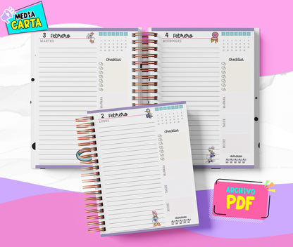 Agenda Diaria 2026 de Daisy Duck (PDF no editable) – Día por Página – Media Carta 14×21.5 cm – Español
