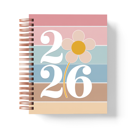 Agenda 2026 Floral sin Horarios – Planificador 2 Días por Página