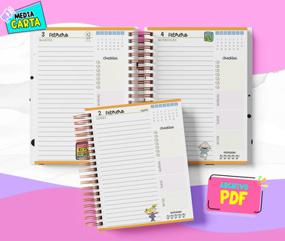 Agenda Diaria 2026 de Rugrats (PDF no editable) – Día por Página – Media Carta 14×21.5 cm – Español