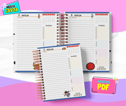 Agenda Diaria 2026 de Dragon Ball (PDF no editable) – Día por Página – Media Carta 14×21.5 cm – Español