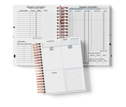 Agenda Semanal Digital 2026–2027 en Español • Minimalista Azul • Media Carta 14×21.5 cm / 5.5×8.5 in • PDF 224 páginas