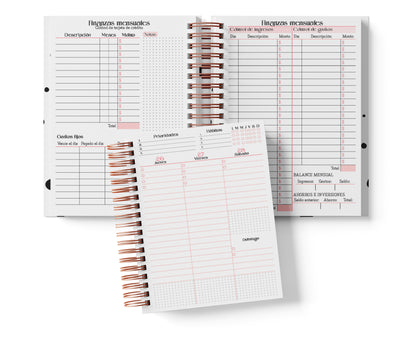 Agenda Semanal Digital 2026–2027 en Español • Formato Vertical • Minimalista Rosa • Media Carta 14×21.5 cm / 5.5×8.5 in • PDF 224 páginas