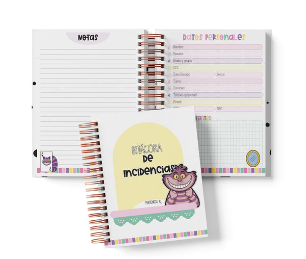 Libreta de Incidencias 100 Folios - Gato de Cheshire