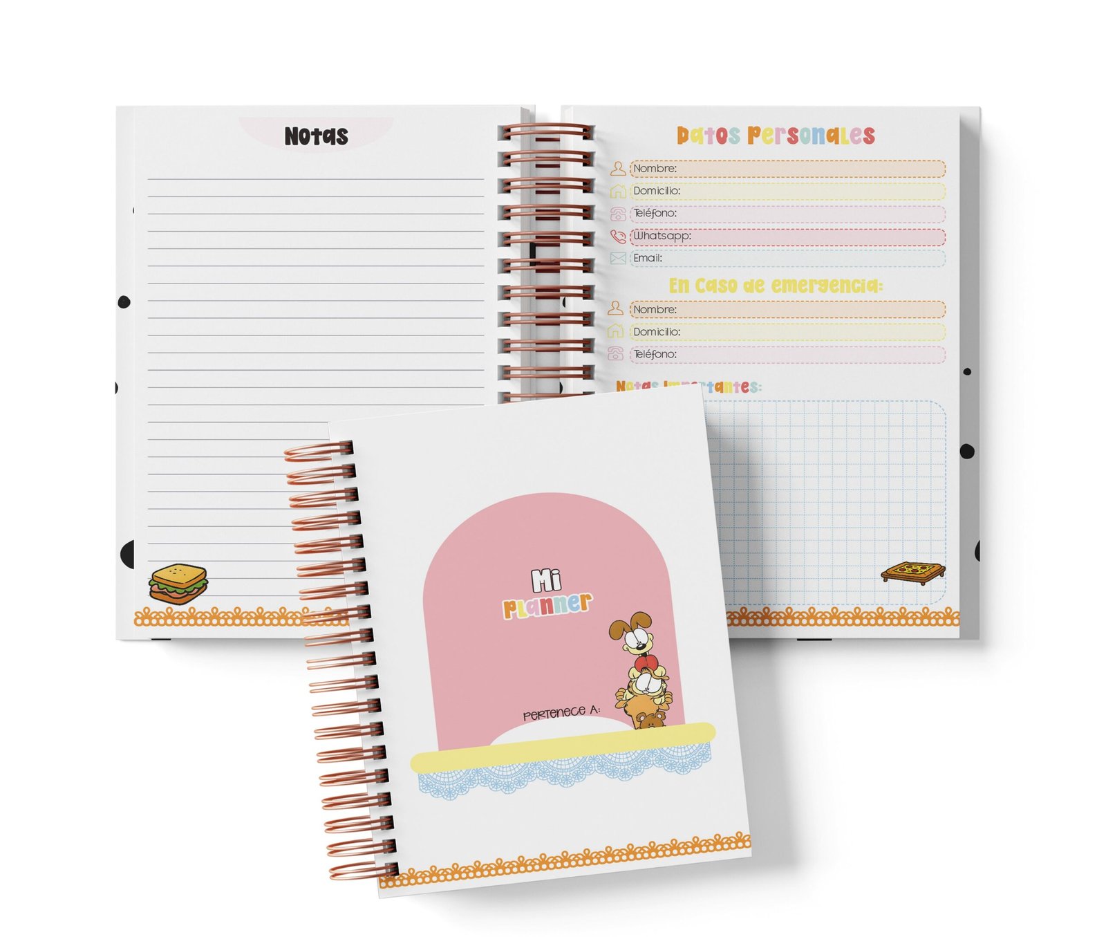 Planner Diario con Horario - Garfield