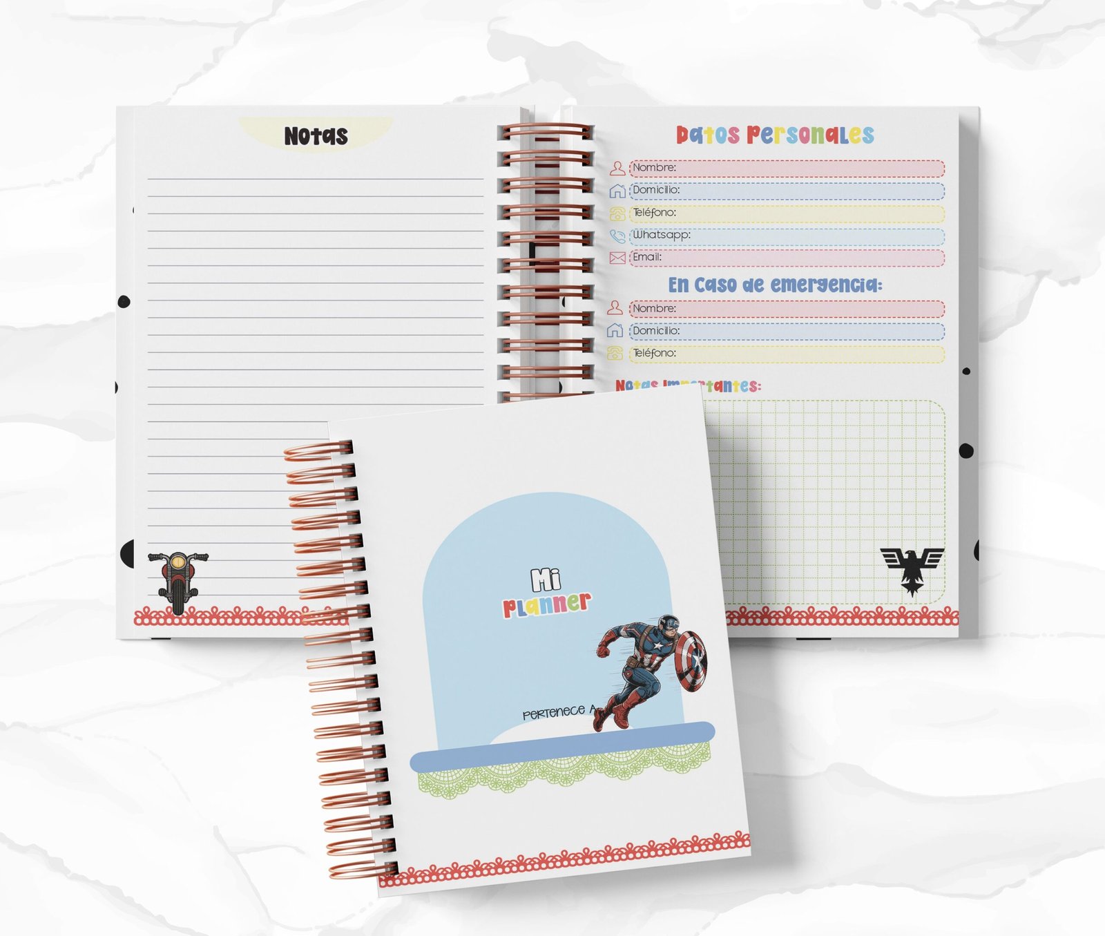 Planner 2 Días por Página - Capitán América