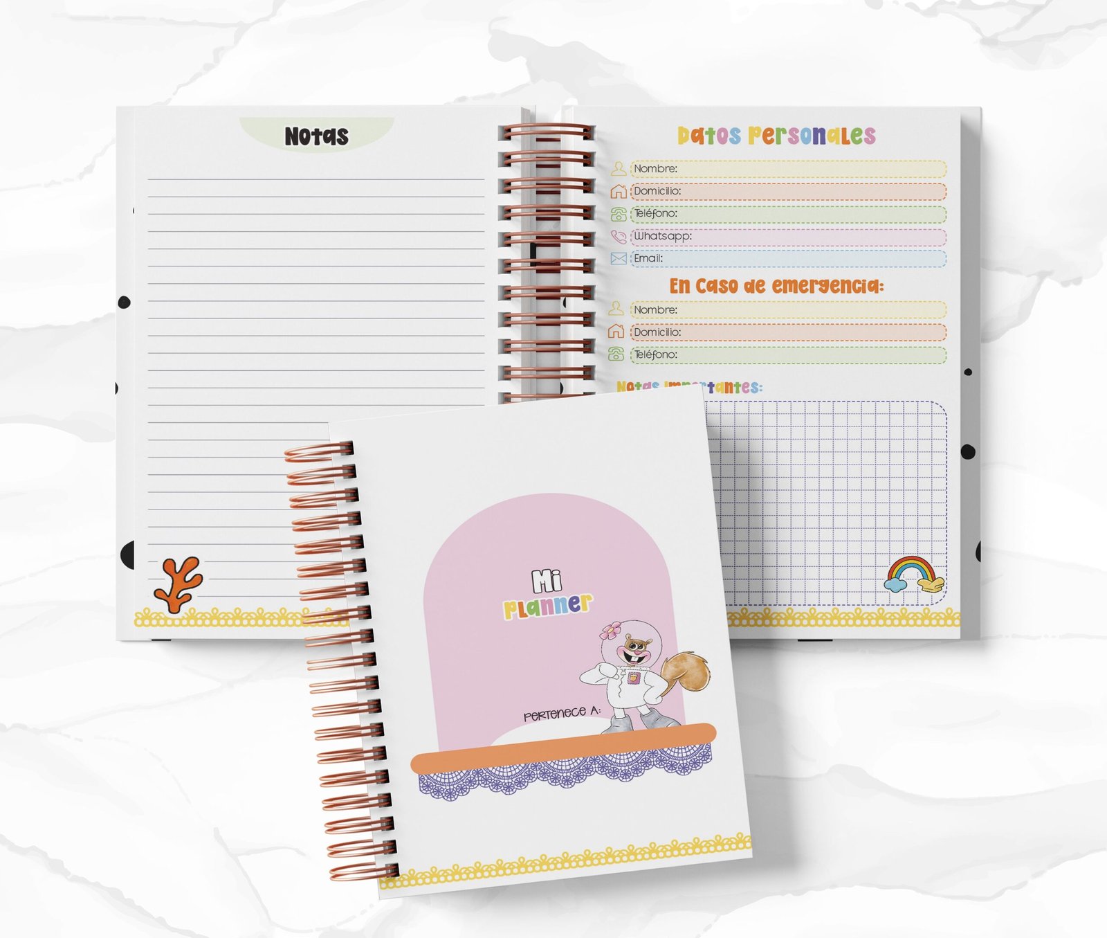 Planner Diario con Horario cada 30 Min - Bob Esponja