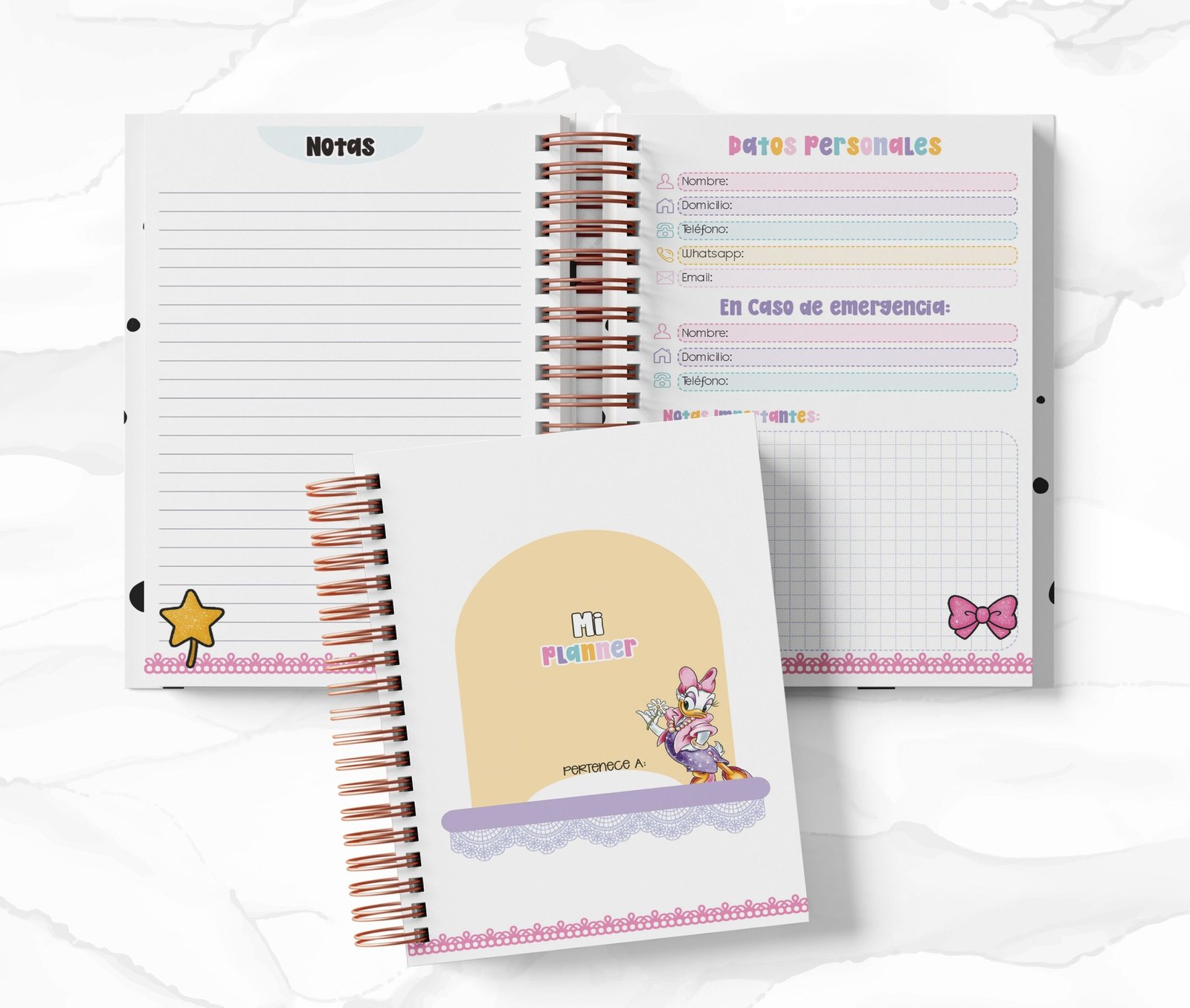 Planner Diario con Horario cada 30 Min - Daisy Duck