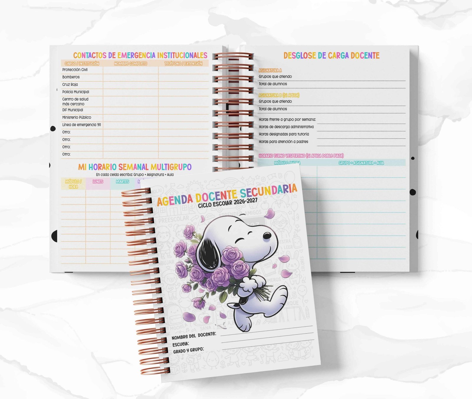 Agenda Secundaria - Peanuts (Snoopy & Charlie Brown)