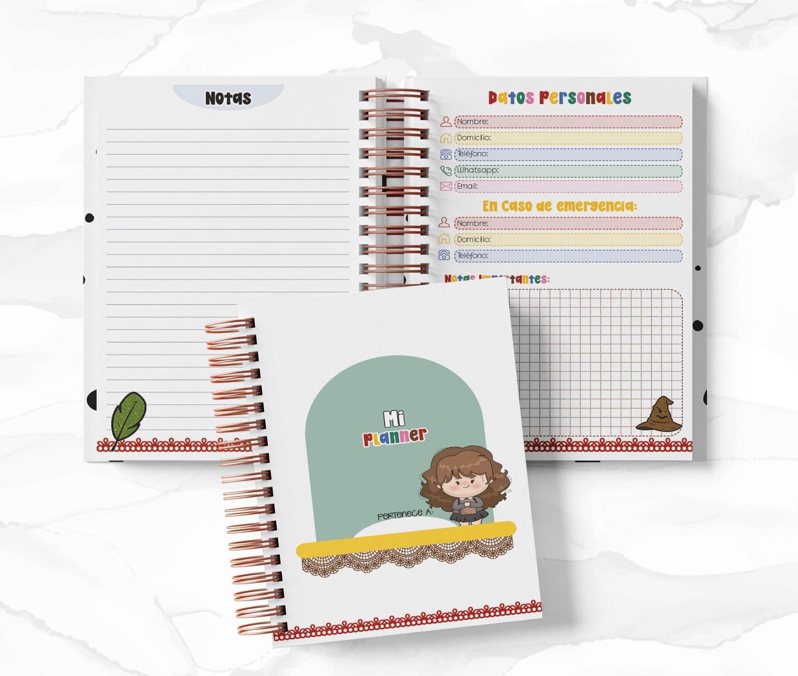 Planner Diario con Horario cada 30 Min - Harry Potter