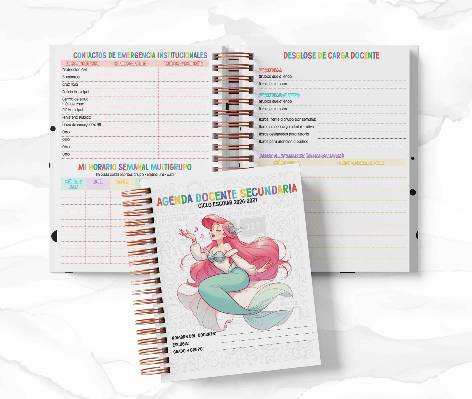 Agenda Secundaria - Ariel - La Sirenita