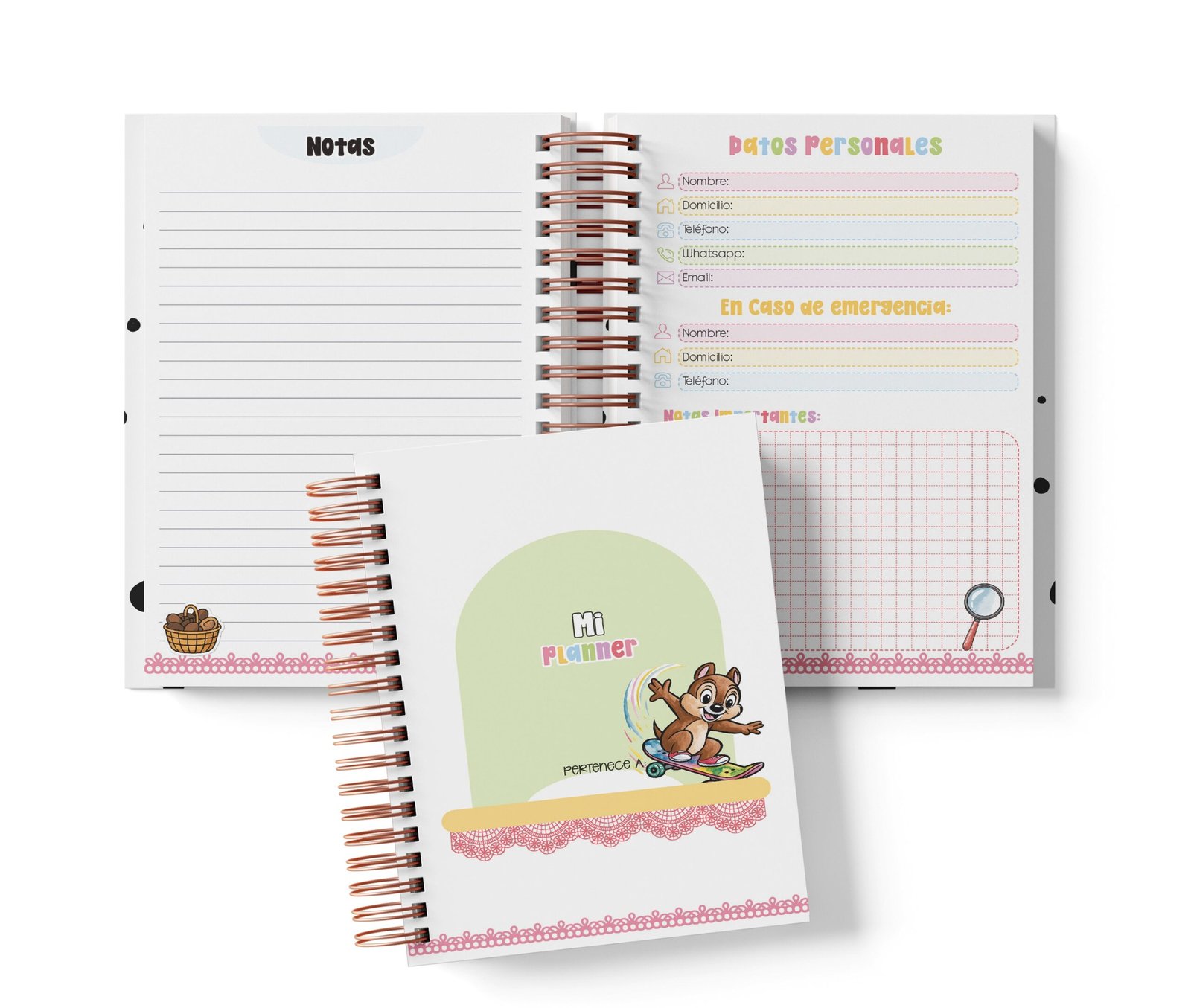 Planner Diario con Horario - Chip y Dale