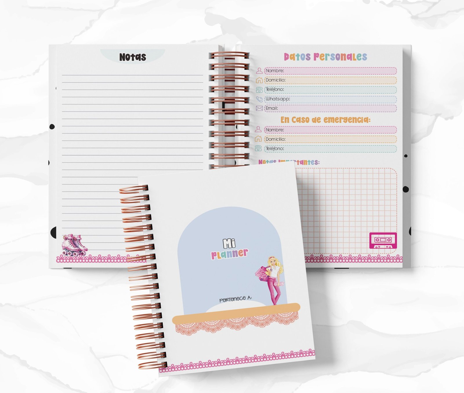 Planner Diario con Horario cada 30 Min - Barbie