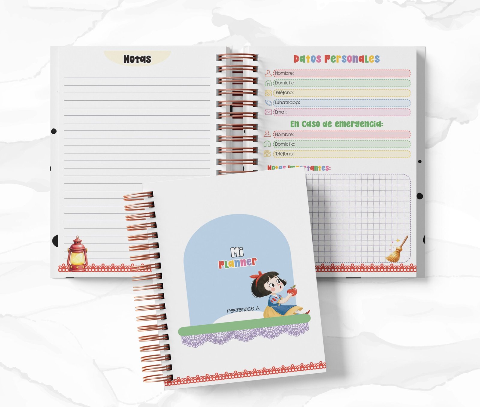 Planner Diario con Horario cada 30 Min - Blanca Nieves