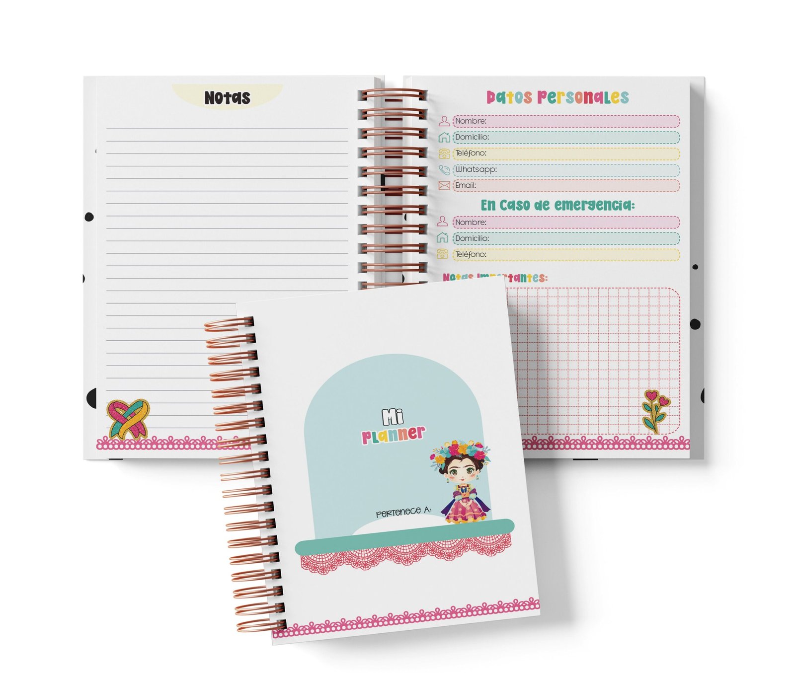 Planner Diario con Horario - Frida Kahlo