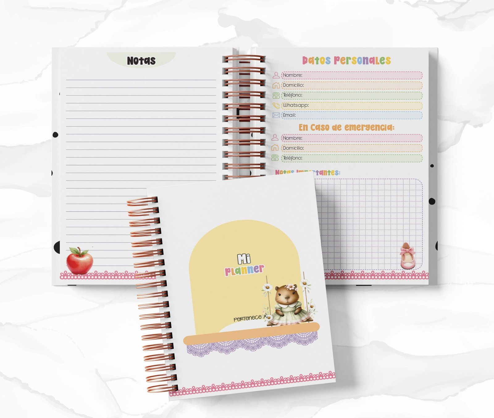 Planner Diario con Horario cada 30 Min - Capibaras