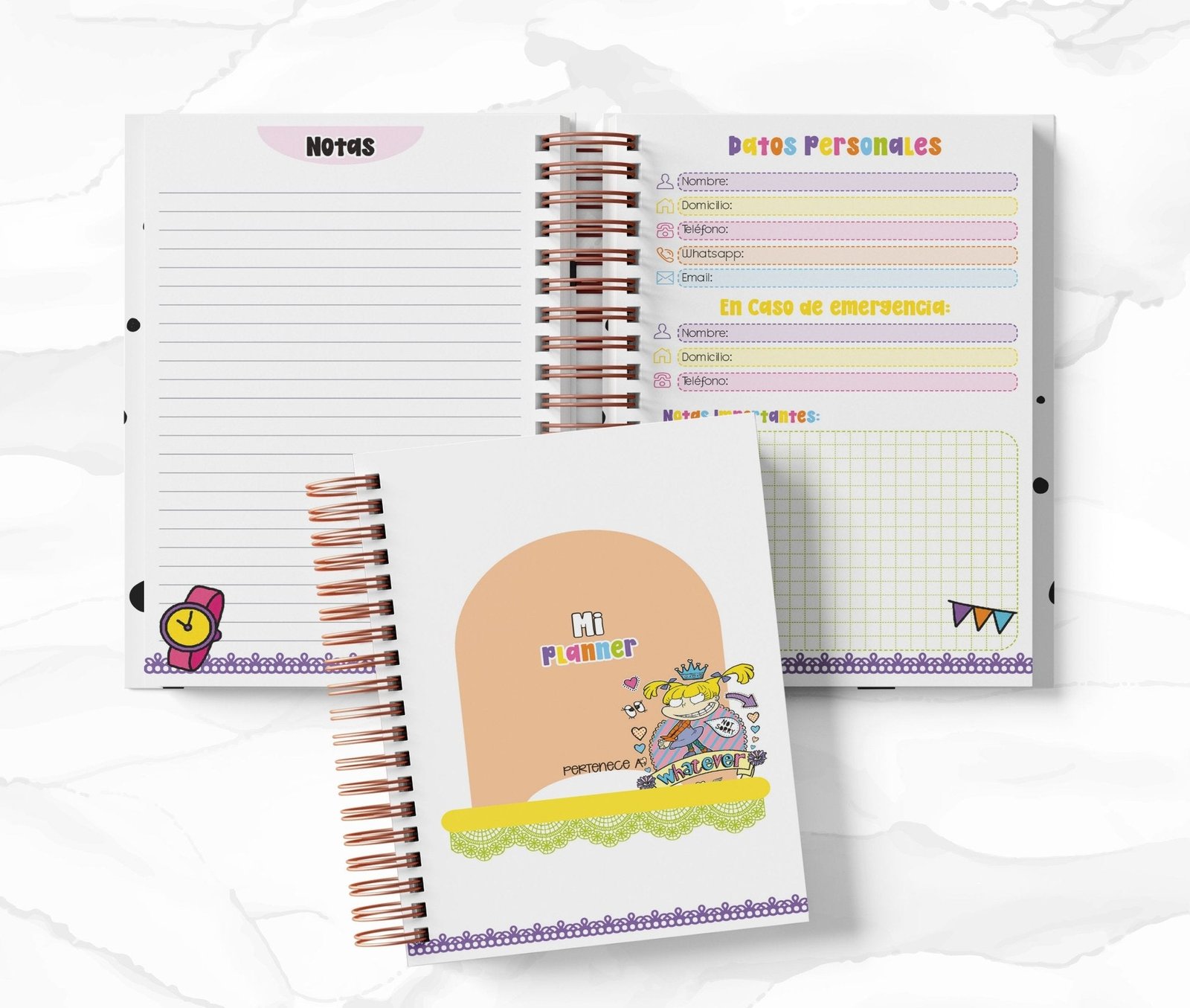 Planner Diario con Horario cada 30 Min - Angélica Pickles