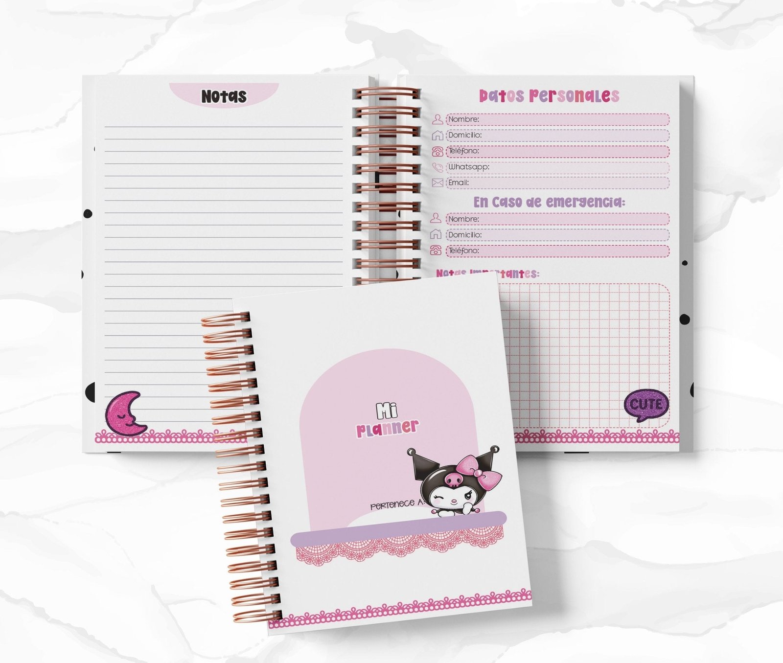 Planner Diario con Horario cada 30 Min - Kuromi