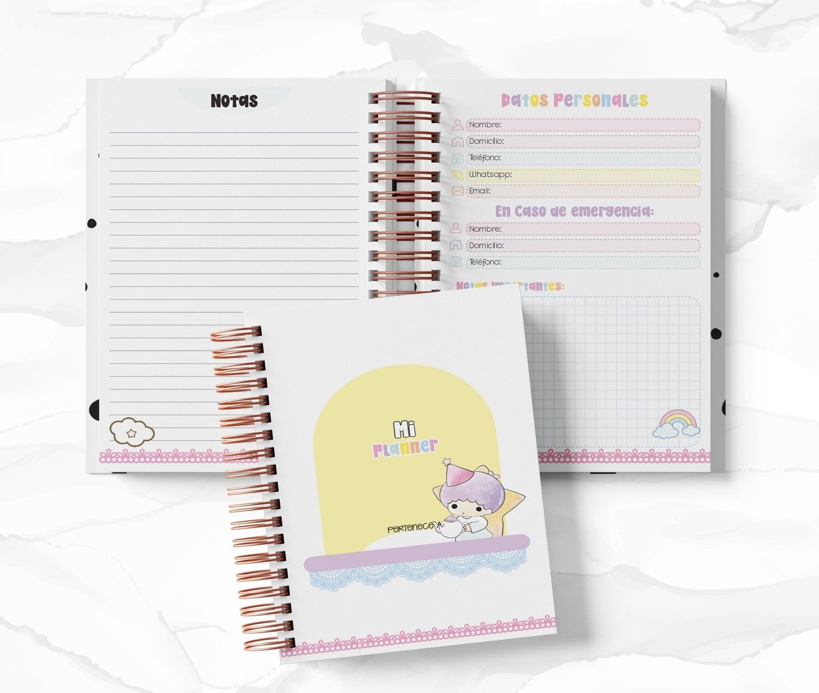 Planner Diario con Horario cada 30 Min - Little Twin Stars