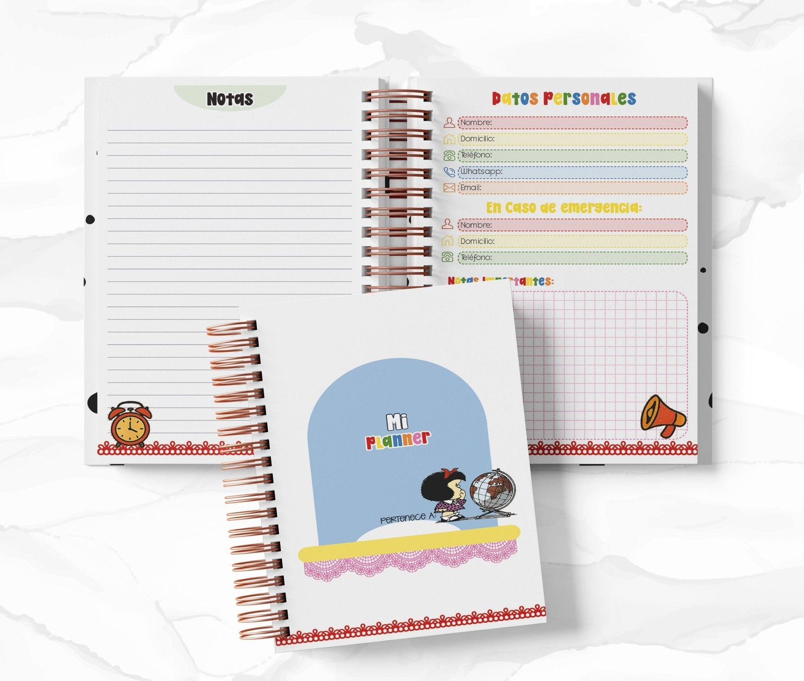 Planner Diario con Horario cada 30 Min - Mafalda