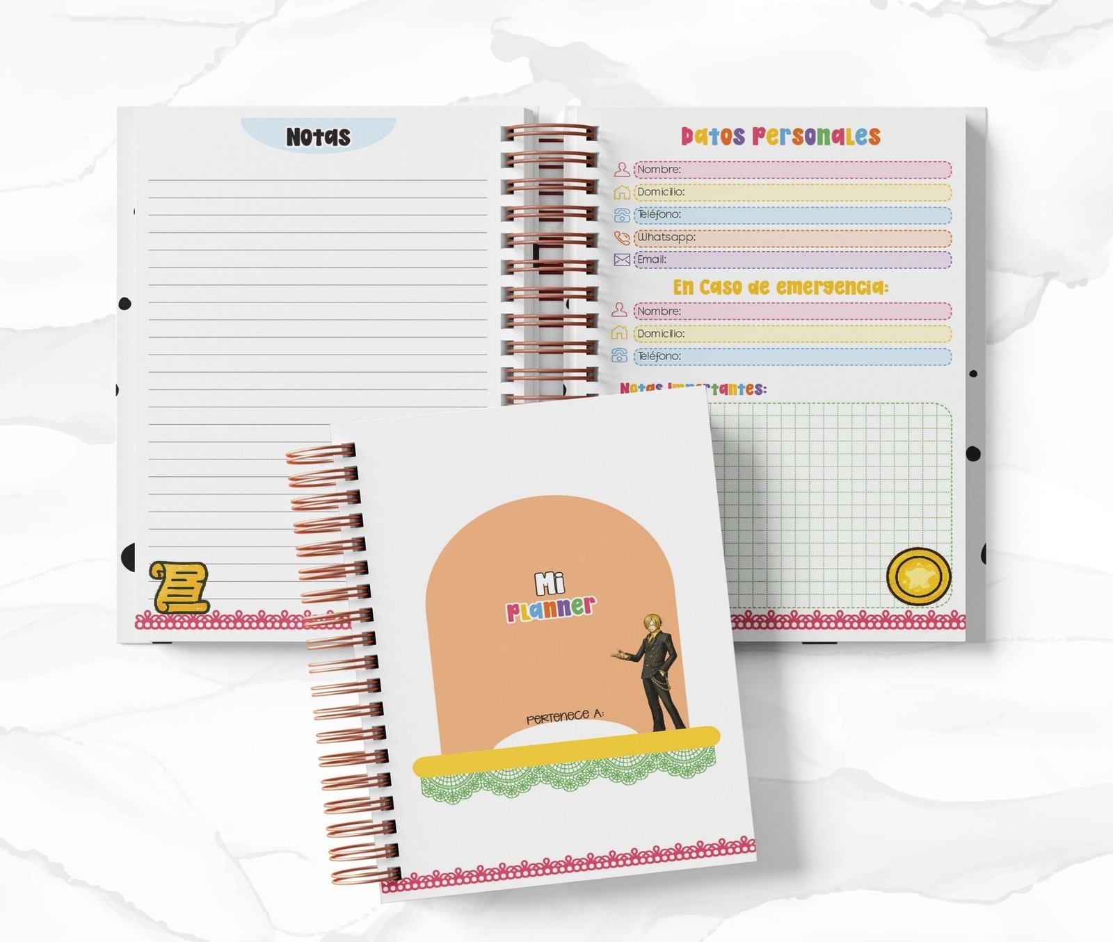 Planner Diario con Horario cada 30 Min - One Piece
