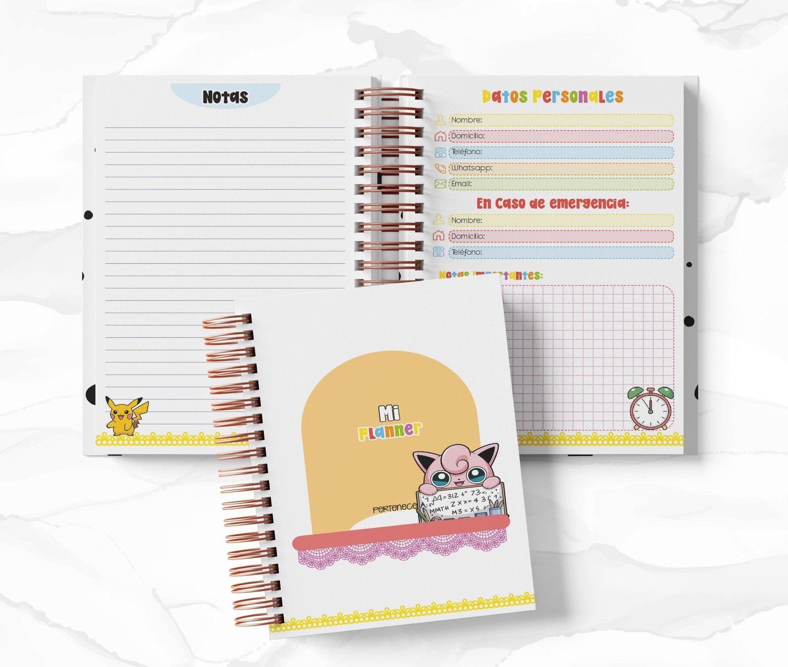 Planner Diario con Horario cada 30 Min - Pokémon