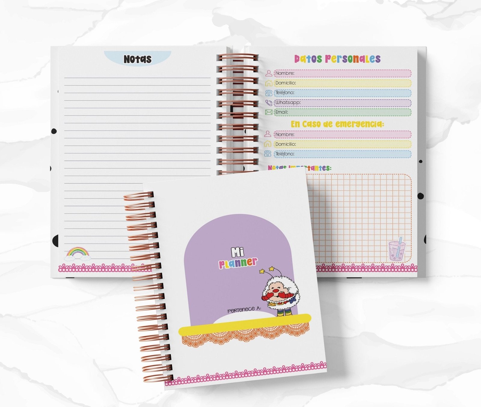 Planner Diario con Horario cada 30 Min - Rainbow Brite