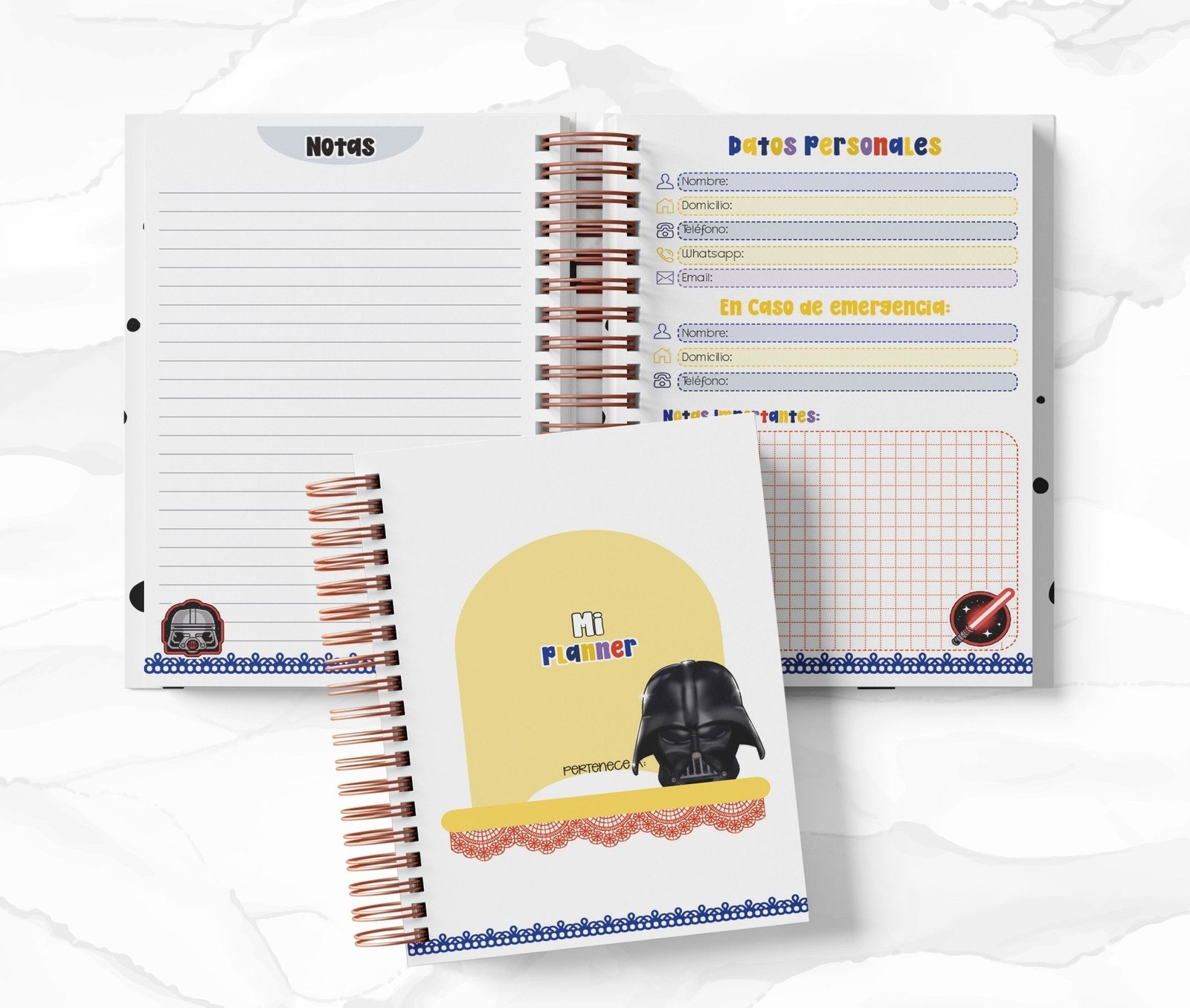 Planner Diario con Horario cada 30 Min - Star Wars