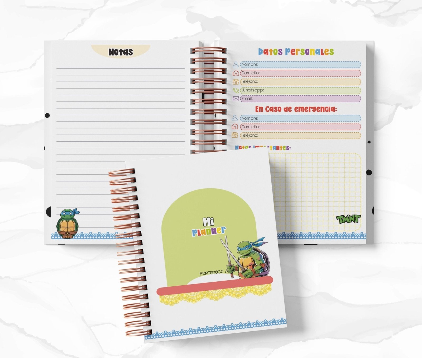 Planner Diario con Horario cada 30 Min - Tortugas Ninja