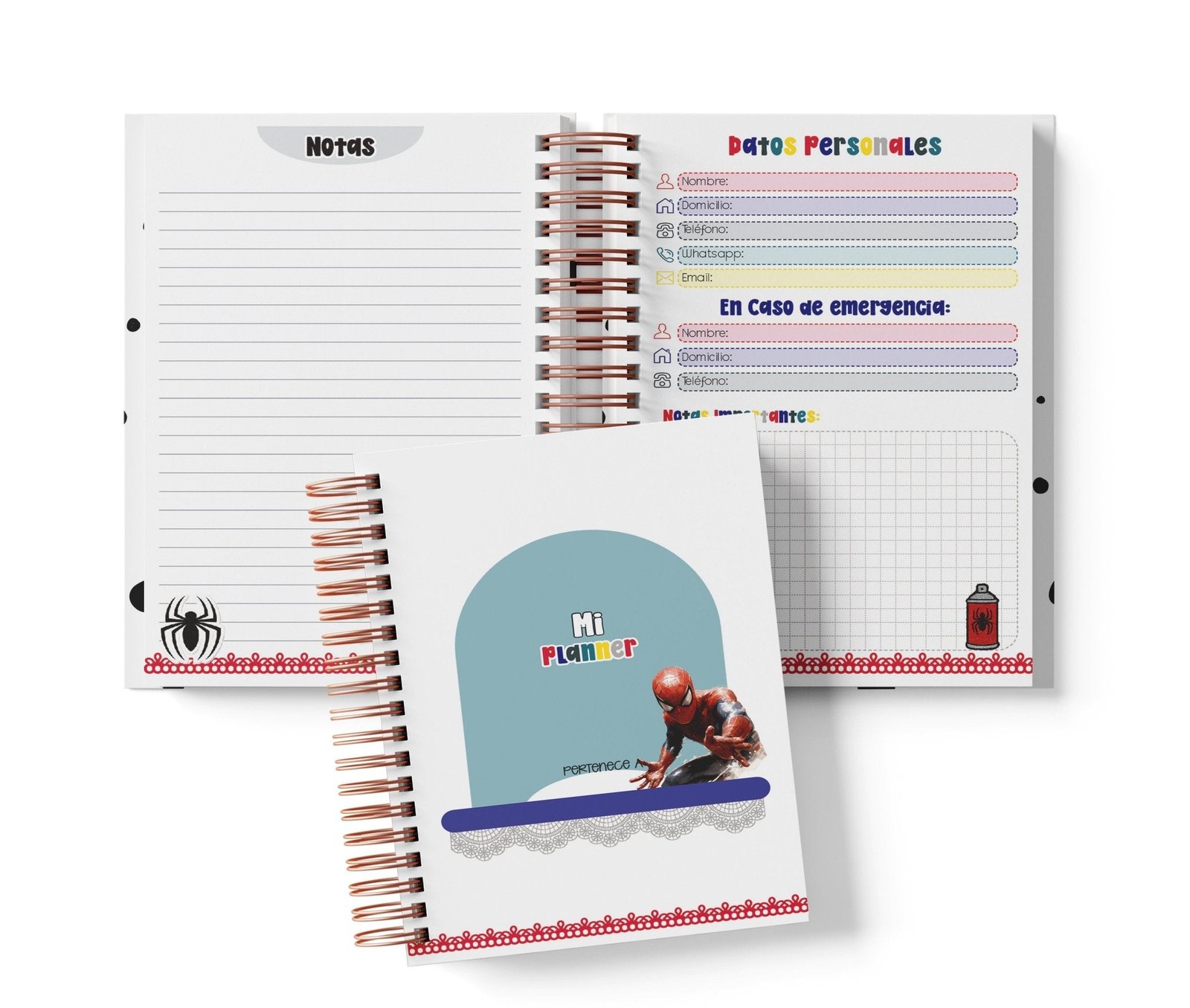 Planner Diario con Horario - Spider-Man
