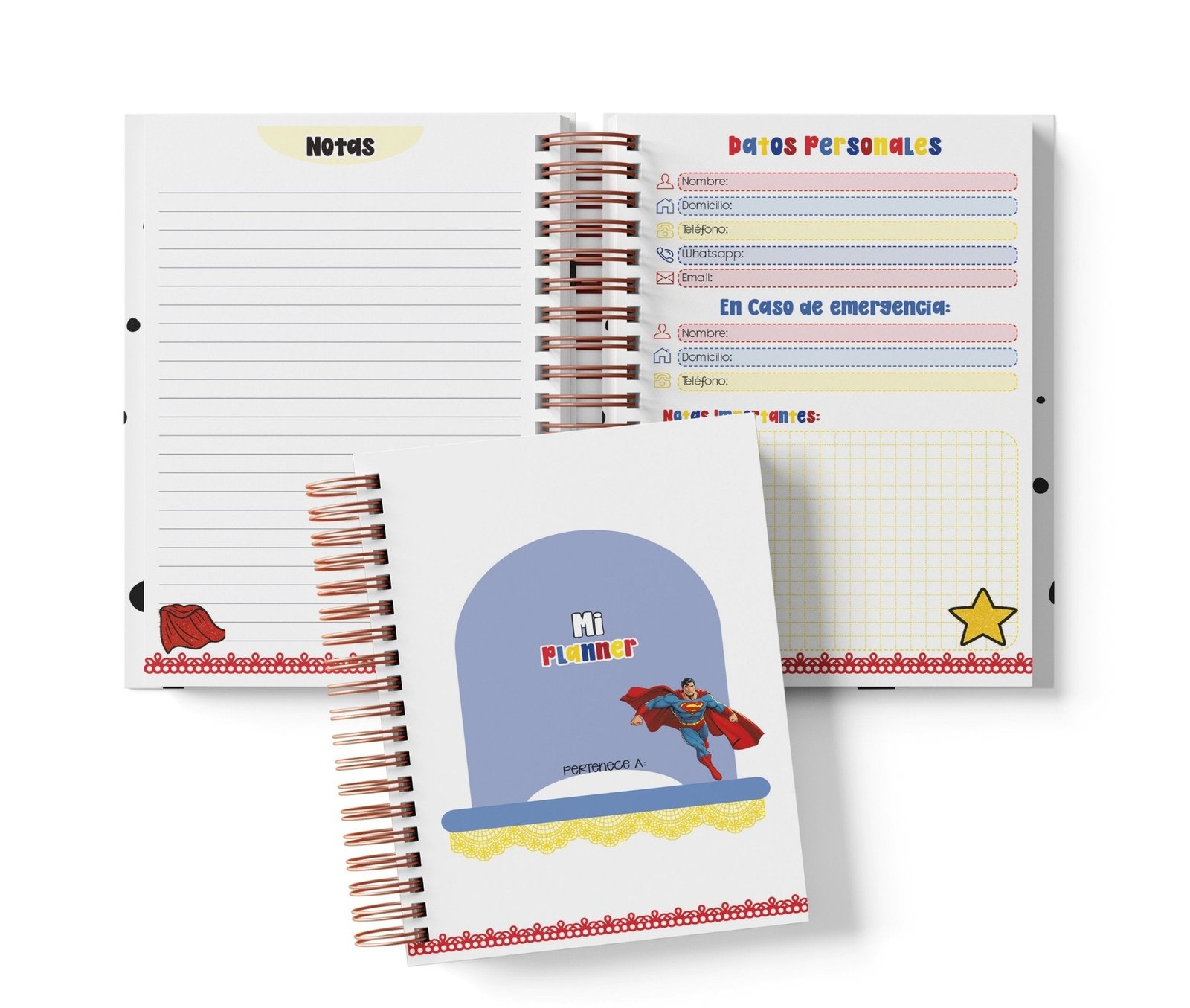 Planner Diario con Horario - Superman