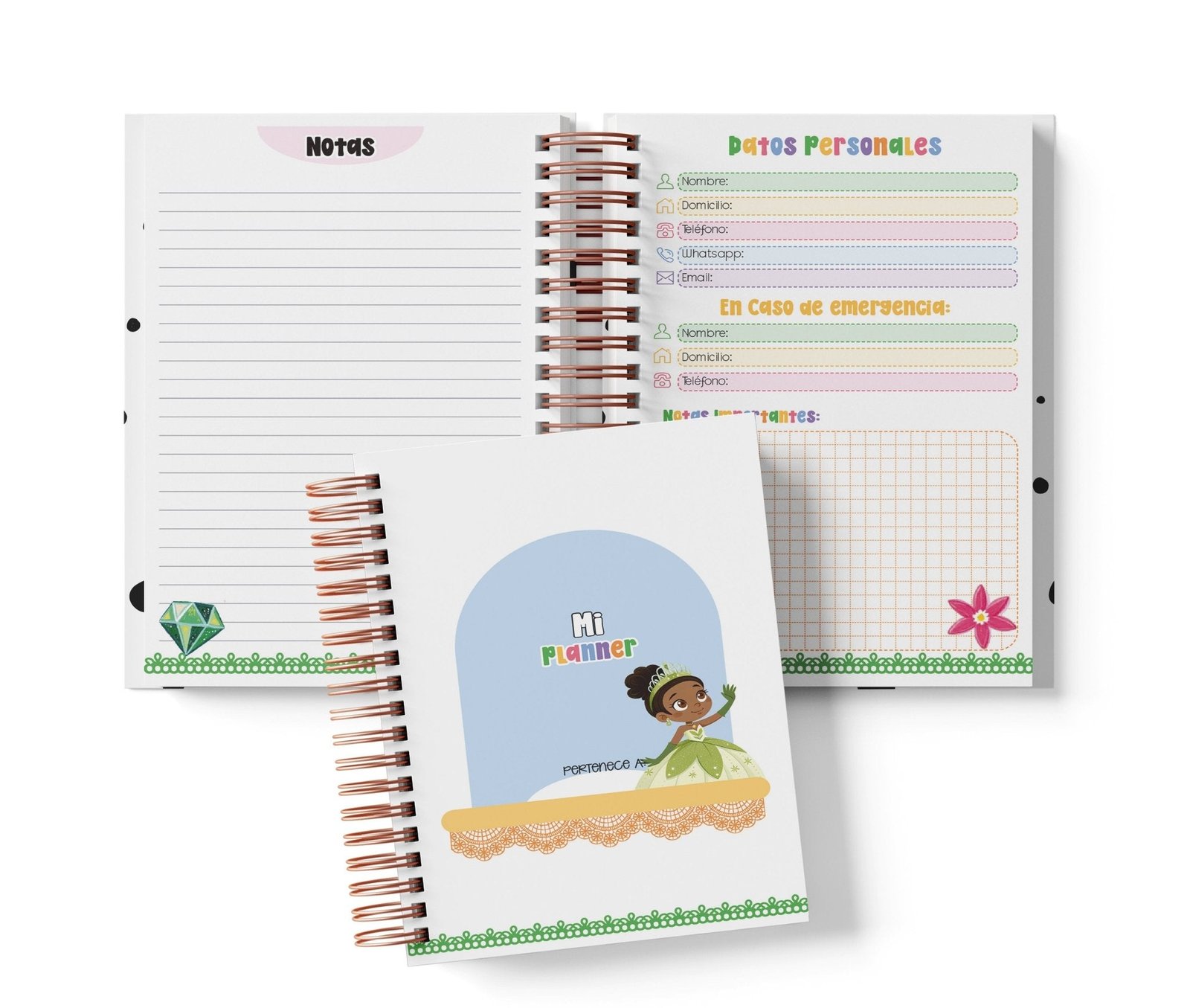 Planner Diario con Horario - Tiana - La Princesa y el Sapo