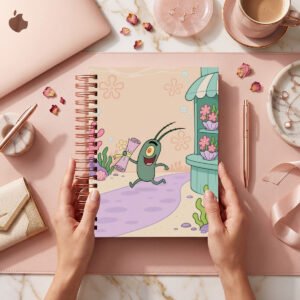 Mockup de portada del pack Bob Esponja, modelo 010, con Plankton frente a un aparador; archivos digitales.